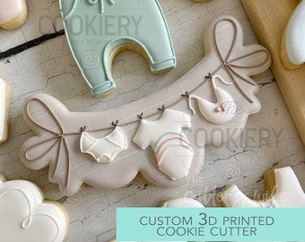 Baby Clothesline Plaque Cookie Cutter - Baby Shower Cutter  - 3D Printed Cookie Cutter - TCK85236