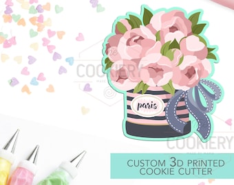 Paris Bouquet Cookie Cutter -  Rose Valentine's Day Cookie Cutter - 3D Printed Cookie Cutter - TCK44139