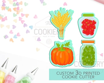 Mini Autumn Elements Set - Mini Autumn Harvest Cookie Cutters - Fall Cookie cutters - 3D Printed Cookie Cutter - TCK21134 - Set of 4