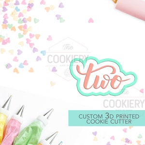 Handwritten Number Two Cookie Cutter - Two Lettered - Number 2 - Number Two - TCK46102