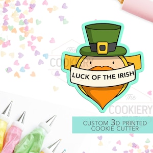 Luck of the Irish Leprechaun Cookie Cutter - St. Patrick&#39;s Day Cookie Badge - St Patrick&#39;s Day - 3D Printed Cookie Cutter - TCK38107
