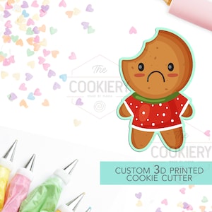 Cute Gingerbread with Bite Cookie Cutter - Gingerbread Man Cookie Cutter - Christmas Cutter -   3D Printed Cookie Cutter - TCK84126