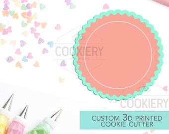 Cortador de galletas con forma de placa festoneada - Cortador de galletas con marco vintage - Cortador de galletas impreso en 3D - TCK36119