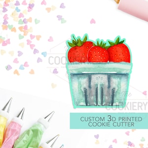 Strawberry Basket Cookie Cutter - Summer Fruits -  3D Printed Cookie Cutter - TCK25120