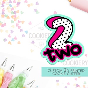 Number 2 with Lettering Cookie Cutter - Number two Cookie Cutter -  Hand lettered Number - TCK46122