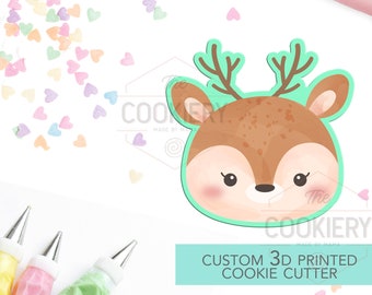 Deer Face Cookie Cutter -  Cute Fawn Cookie Cutter - 3D Printed Cookie Cutter - TCK28117