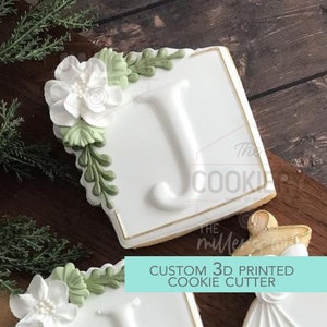 Floral Square Plaque Cookie Cutter - Floral Plaque Cookie Cutter - 3D Printed Cookie Cutter - TCK36166