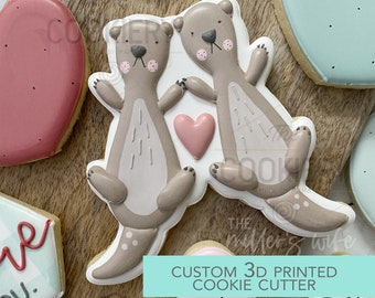 I Otterly Adore You Cookie Cutter- Valentine's Day Cookie Cutter -  3D Printed Cutter - TCK88321