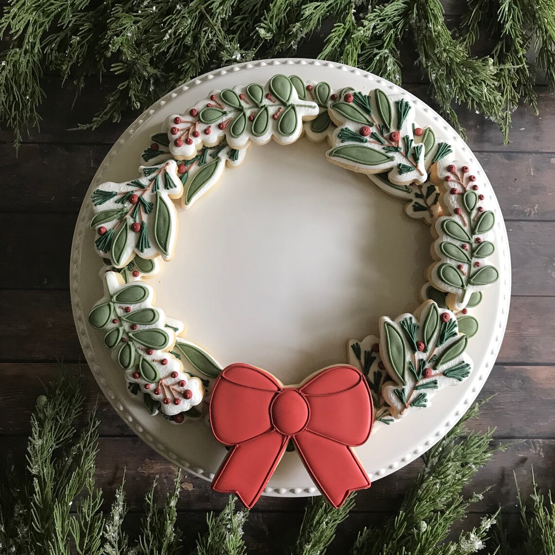 Christmas Wreath Cookie Cutter Platter 3pc Set Platter  Etsy