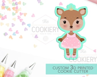 Ballerina Fawn Cookie Cutter -  Cute Baby Deer  Cookie Cutter - 3D Printed Cookie Cutter - TCK34154