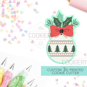 Christmas Ornament with Bow Cookie Cutter - Ornament  Cookie Cutter - Winter Christmas Cutter -   3D Printed Cookie Cutter - TCK84154