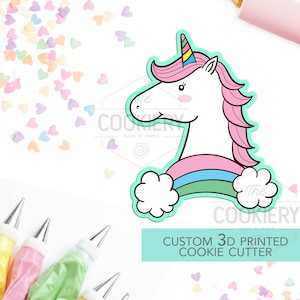 Unicorn and Rainbow Cookie Cutter - Cute Unicorn Cutter  - 3D Printed Cookie Cutter - TCK18151