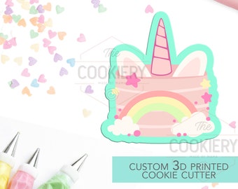 Cortador de galletas con forma de unicornio para pastel de cumpleaños - Lindo cortador de galletas con forma de unicornio - Cortador de galletas impreso en 3D - TCK18148