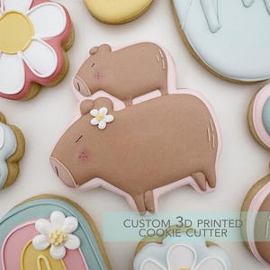Capybara with Baby Cookie Cutter -  Birthday Party Capybara Cookie Cutter -   3D Printed Cookie Cutter - TCK68123