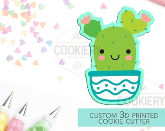 Cortador de galletas con forma de cactus suculento en maceta - Cortador de galletas con forma de cactus - Cortador de galletas impreso en 3D - TCK48104