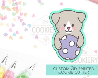 Puppy with Easter Egg Cookie Cutter, Happy Easter Cookie Cutter, 3D Printed Cookie Cutter - TCK12125