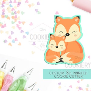 Daddy Fox and Baby Fox Cookie Cutter - Father&#39;s Day Cookie Cutter - Fox Family Cookie -  3D Printed Cookie Cutter - TCK19104