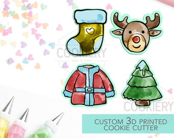 Mini Christmas Elements Set - Mini Christmas Cookie Cutters - Winter Cookie cutters - 3D Printed Cookie Cutter - TCK21149 - Set of 4