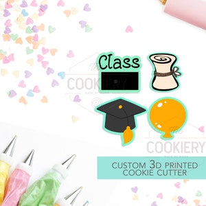 Mini School Graduation Set - Mini Graduation Cutters - 3D Printed Cookie Cutter - TCK52140 - Set of 4