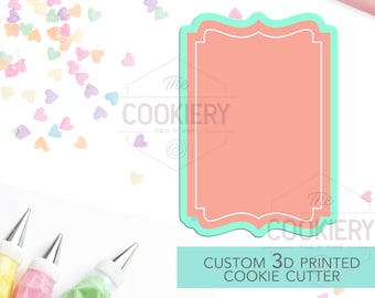Cortador de galletas con forma de placa - Cortador de galletas con marco vintage - Cortador de galletas impreso en 3D - TCK36121