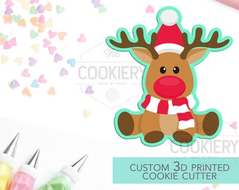 Sitting Reindeer Cookie Cutter - Cute Rudolph Cookie Cutter - Winter Christmas Cutter -   3D Printed Cookie Cutter - TCK84176