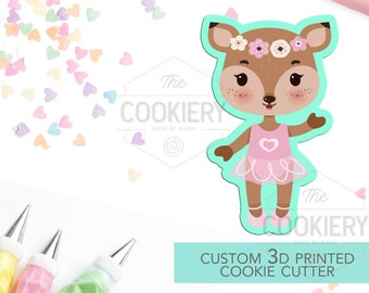 Ballerina Fawn Cookie Cutter -  Cute Baby Deer  Cookie Cutter - 3D Printed Cookie Cutter - TCK34153