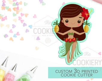 Cortador de galletas de bailarina de hula - Cortador de galletas de verano playero - Cortador de galletas de Hawái - Cortador de galletas impreso en 3D - TCK82105