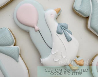 Silly Goose with Bow Cookie Cutter -  Goose Birthday Cookie Cutter -   3D Printed Cookie Cutter - TCK34207