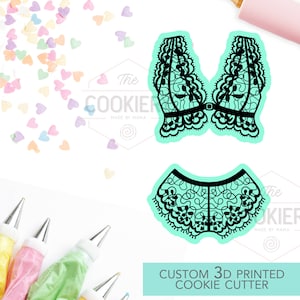 Two Piece Lingerie Cookie Cutter - Bachelorette Party Cookie Cutter  - 3D Printed Cookie Cutter - TCK26119 - Set of 2 matching cutters