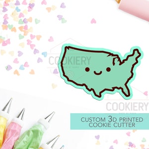 Karte von USA Ausstecher - Vereinigte Staaten von Amerika Silhouette Ausstecher - Unabhängigkeitstag - 3D Gedruckter Ausstecher - TCK74121