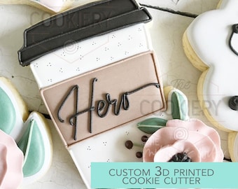 Blumen Latte Kaffee Ausstecher - Kaffeetasse Ausstecher - Ich liebe dich ein Latte - 3D Gedruckter Ausstecher - TCK22175