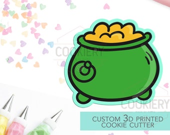 Pot of Gold Cookie Cutter - Witch's Cauldron Cookie Cutter - St Patrick's Day - 3D Printed Cookie Cutter - TCK38103
