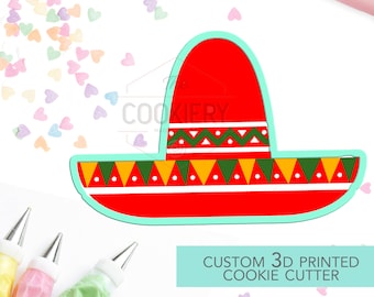 Cortador de galletas con forma de sombrero, cortador de galletas para la fiesta del Cinco de Mayo - Cortador de galletas impreso en 3D - TCK16109