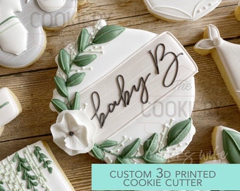 Cortador de galletas redondo con forma de hoja - Cortador para baby shower - Cortador de galletas impreso en 3D - TCK88148