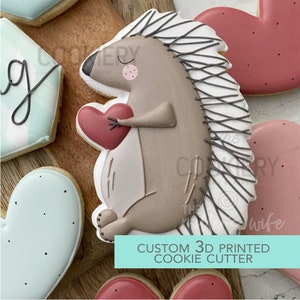 Porcupine I&#39;m Pine-ing for you Cookie Cutter- Valentine&#39;s Day Cookie Cutter -  3D Printed Cutter - TCK88323