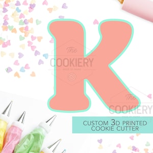 Alphabet Letter Cookie Cutter - Block Letter Cookie Cutter - Letter K Cookie Cutter - 3D Printer Cutter - TCK46166