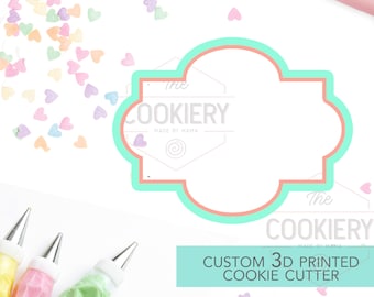 Cortador de galletas con forma de placa - Cortador con marco vintage - Cortador de galletas impreso en 3D - TCK36105