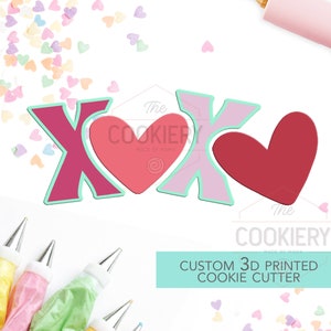 XOXO Puzzle Lettering Set - 4 PC Set  - Valentine&#39;s Cookie Cutters - 3D Printed Cookie Cutter - TCK47150 - Set of 4