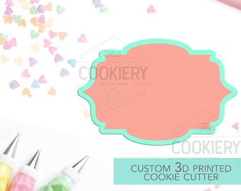 Cortador de galletas con forma de placa - Cortador de galletas con marco vintage - Cortador de galletas impreso en 3D - TCK36113