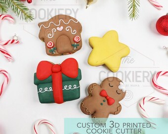 Mini Christmas Elements Set - Mini Christmas Cookie Cutters - Winter Cookie cutters - 3D Printed Cookie Cutter - TCK84218 - Set of 4