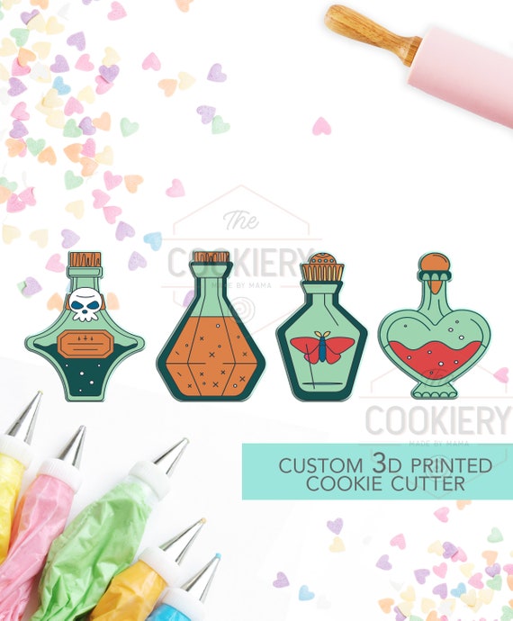 Halloween Potions, Poison Bottles Cookie Cutter Set - Halloween Cookie Cutter - 3D Printed Cookie Cutter - TCK63113