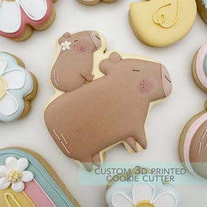 Capybara with Sitting Baby Cookie Cutter -  Birthday Party Capybara Cookie Cutter -   3D Printed Cookie Cutter - TCK68124