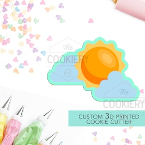 Sun and Cloud Cookie Cutter - Sunshine Cookie Cutter  - 3D Printed Cookie Cutter - TCK18152