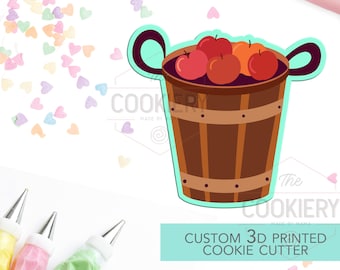 Barrel of Apples Cookie Cutter - Apple Picking Autumn Cutter - Herfst Cookie Cutter - 3D-geprinte Cookie Cutter - TCK82110