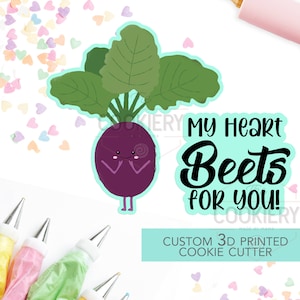 My Heart Beets For You - 2 PC Set  - Valentine&#39;s Day puns Cookie Cutters - Platter Cookie cutters - 3D Printed Cookie Cutter - TCK47108