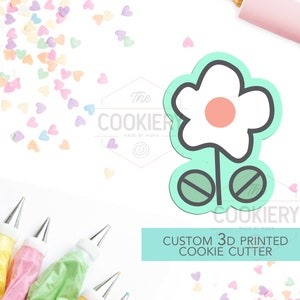Hand Drawn Flower Cookie Cutter - Flower and Leaves Cookie Cutter - 3D Printed Cookie Cutter - TCK48132