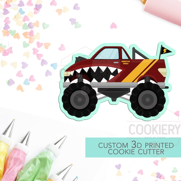 Monster Truck Cookie Cutter,  Automobile Cookie Cutter- 3D Printed Cookie Cutter - TCK27111