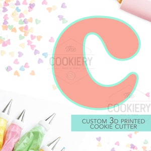 Alphabet Letter Cookie Cutter - Block Letter Cookie Cutter - Letter C Cookie Cutter - 3D Printer Cutter - TCK46158