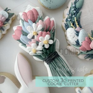 Spring Floral Bouquet Cookie Cutter - Easter Cookie Cutter -  3D Printed Cookie Cutter - TCK13192
