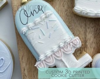 Cortador de Biscoitos em Formato de Bolo de Aniversário com Suporte - Cortador de Biscoitos para Festa de Aniversário - Cortador de Biscoitos Impresso em 3D - TCK89152